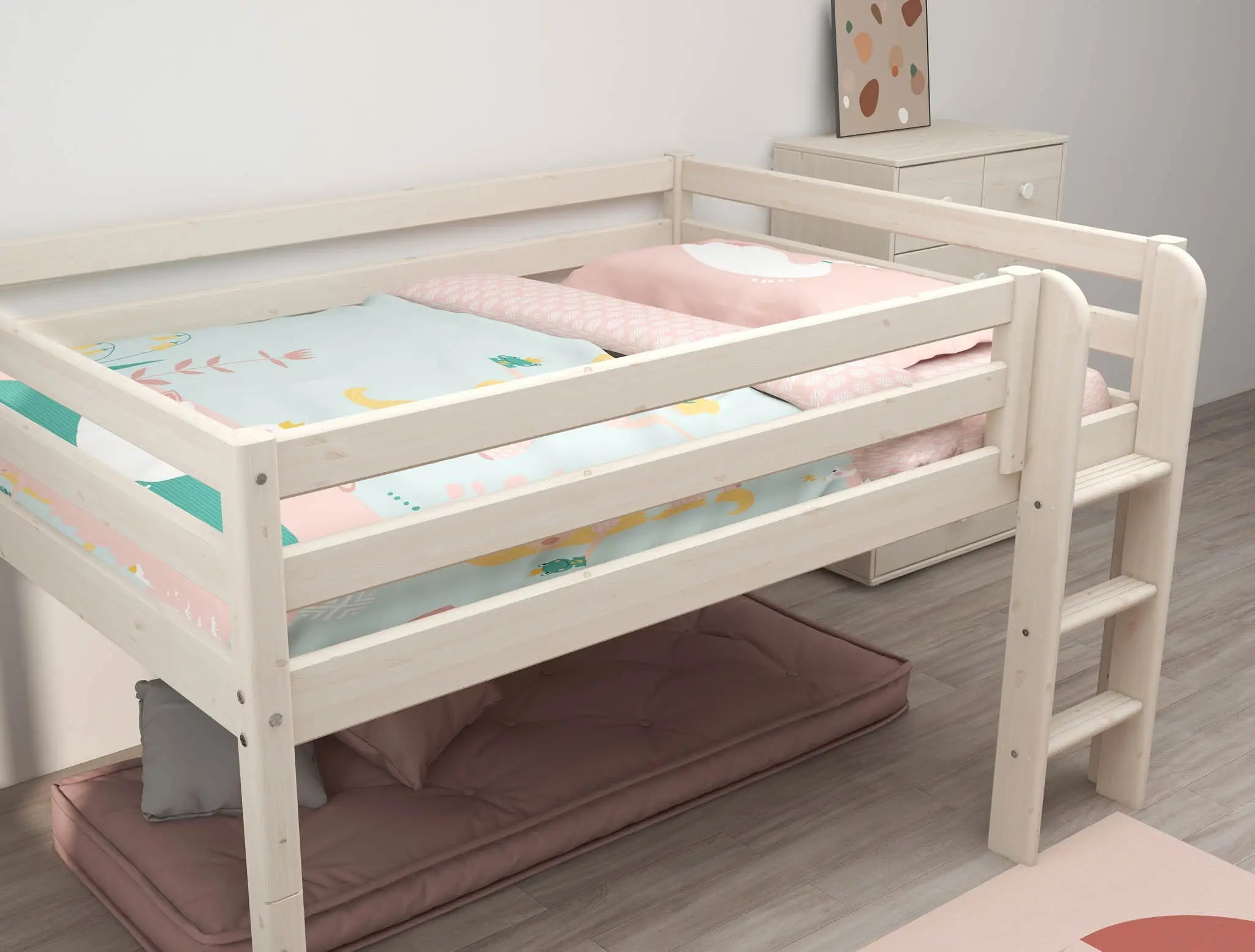 flexa-classic-hochbett-120-cm-140x200-cm-wei-mit-leiter image 2