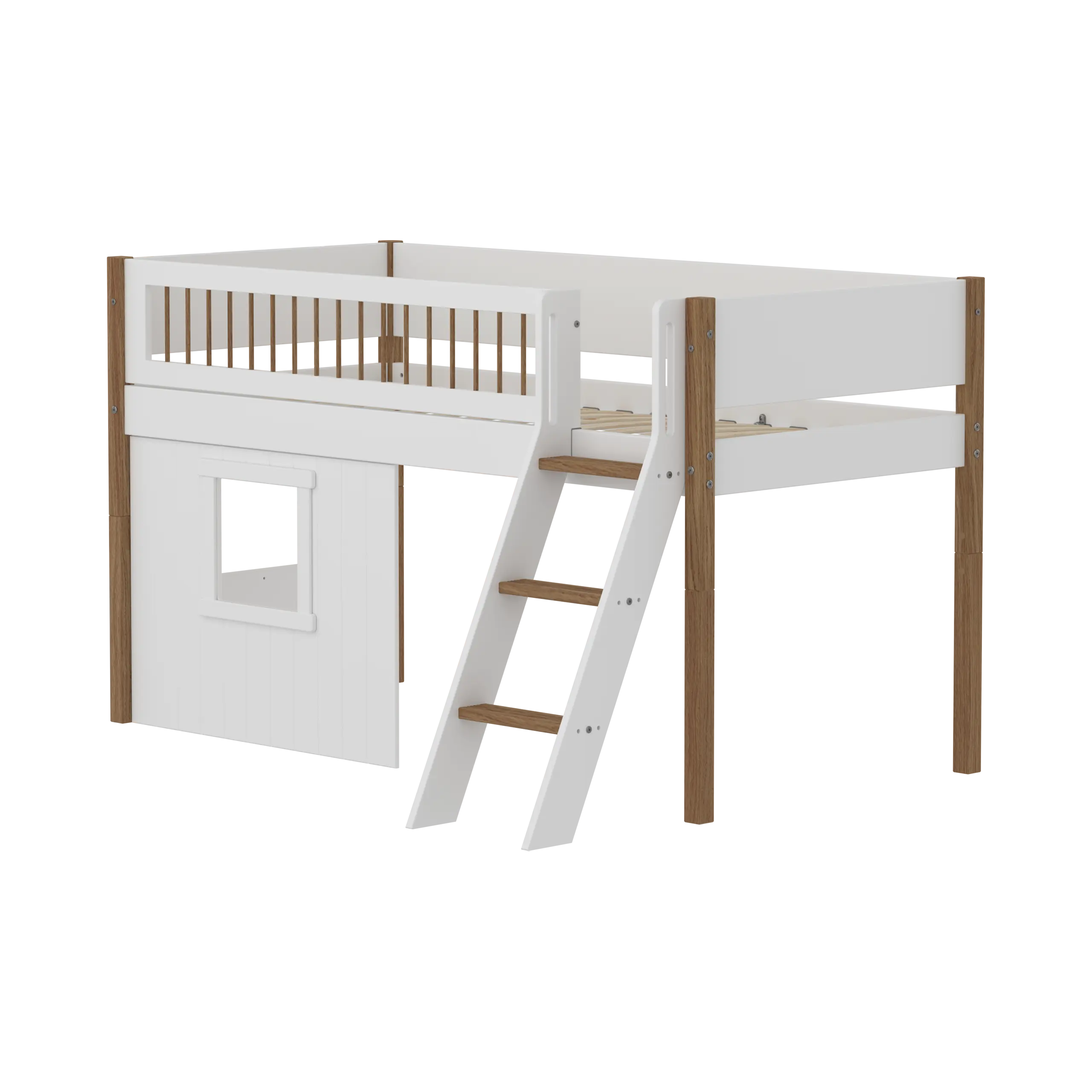 flexa-nor-spielbett-120-cm-mit-baumhaus-leiter-und-absturzsicherung-90x200-cm-we-2 image 1