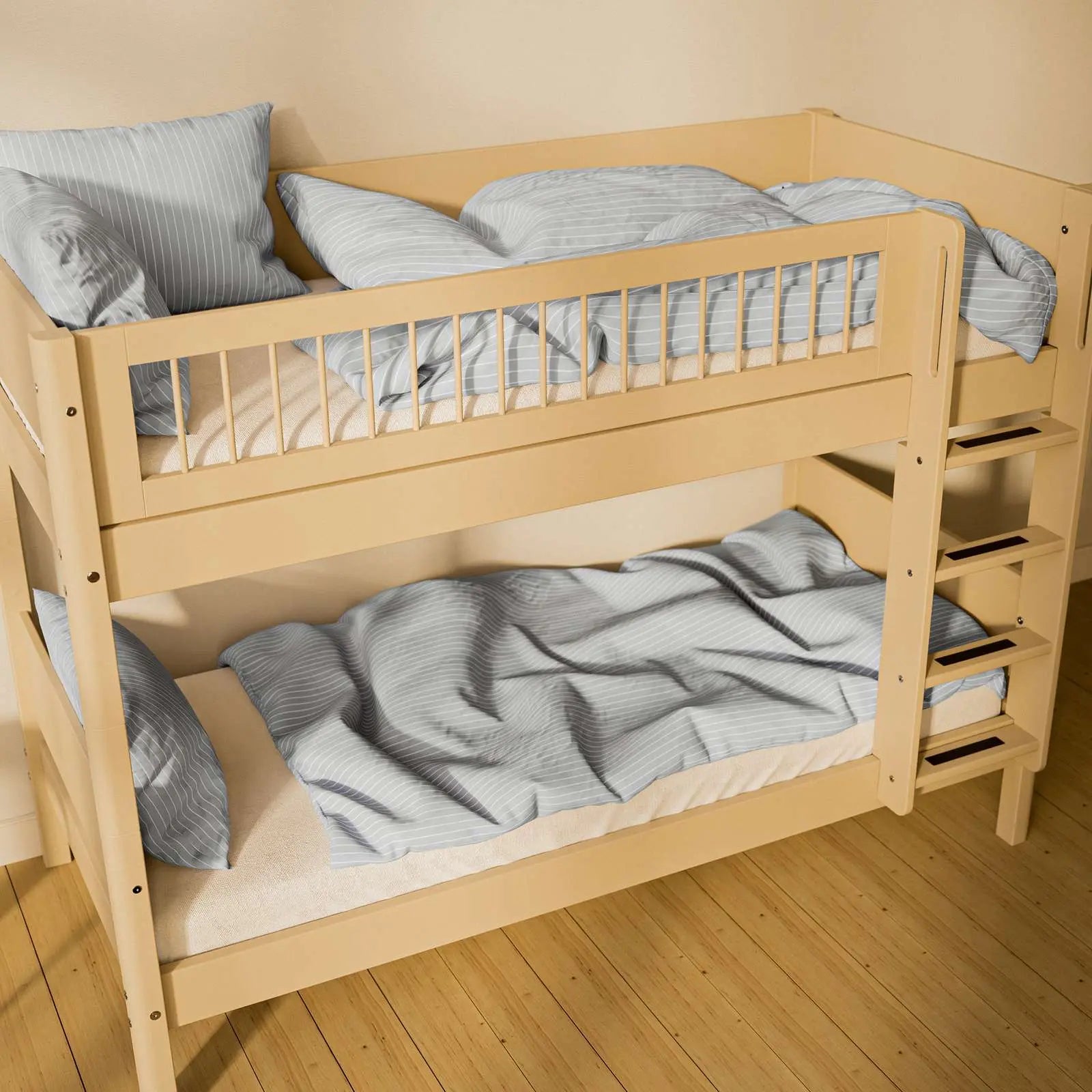 flexa-white-etagenbett-154-cm-mit-leiter-und-absturzsicherung-90x200-cm-sand image 3