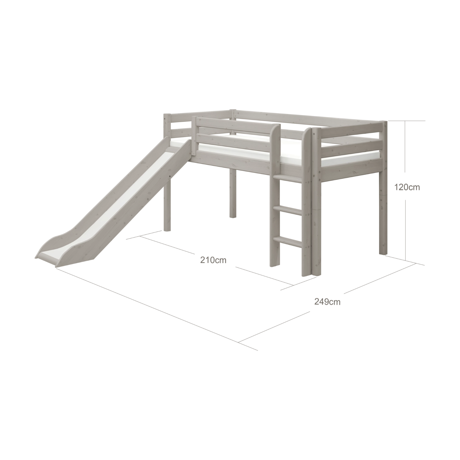 flexa-classic-spielbett-120-cm-90x200-cm-grau-mit-rutsche-und-leiter image 6