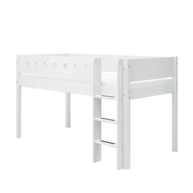 flexa-white-halbhohes-hochbett-120-cm-90x200-cm-wei-mit-gerader-leiter image 1