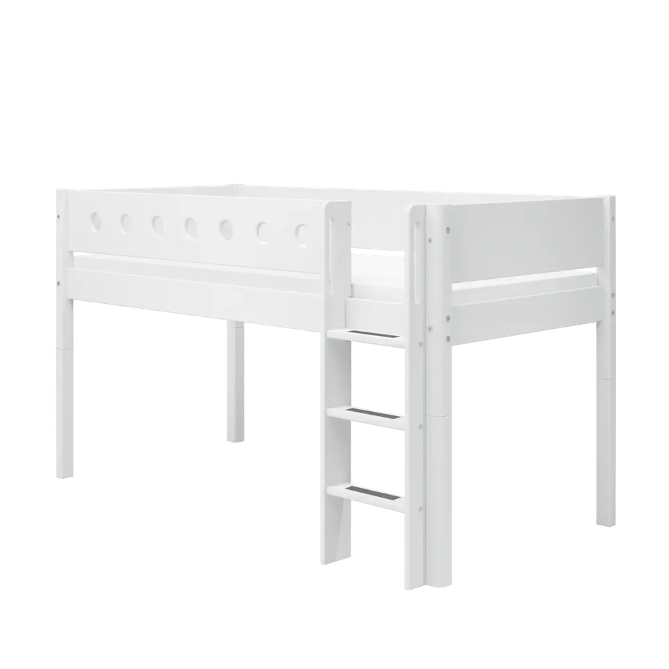 flexa-white-halbhohes-hochbett-120-cm-90x200-cm-wei-mit-gerader-leiter image 1