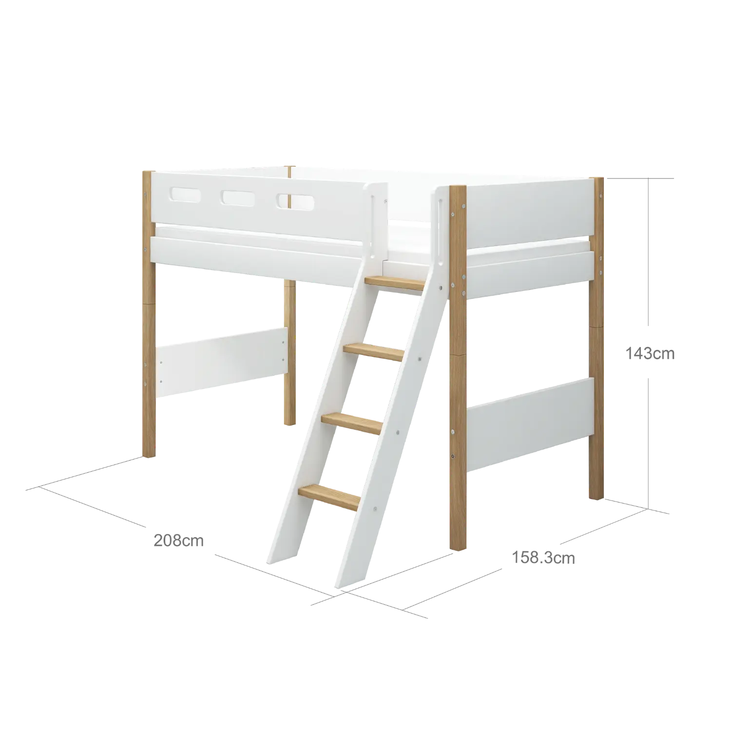 flexa-nor-hochbett-143-cm-mit-leiter-und-absturzsicherung-90x200-cm-wei-eiche image 5