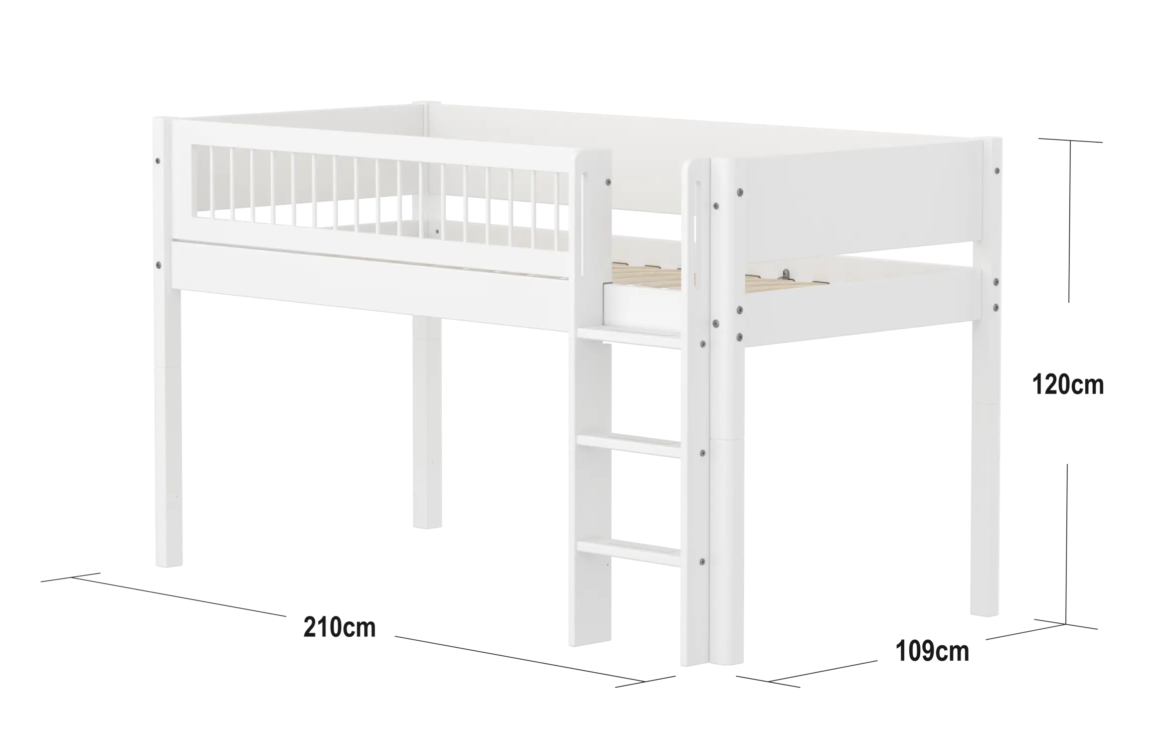 flexa-white-hochbett-120-cm-mit-leiter-und-absturzsicherung-90x200-cm-wei image 4