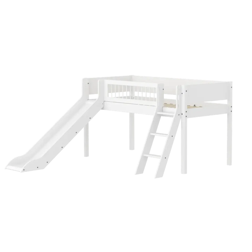 flexa-white-spielbett-120-cm-mit-rutsche-90x200-cm-wei-mit-leiter image 1