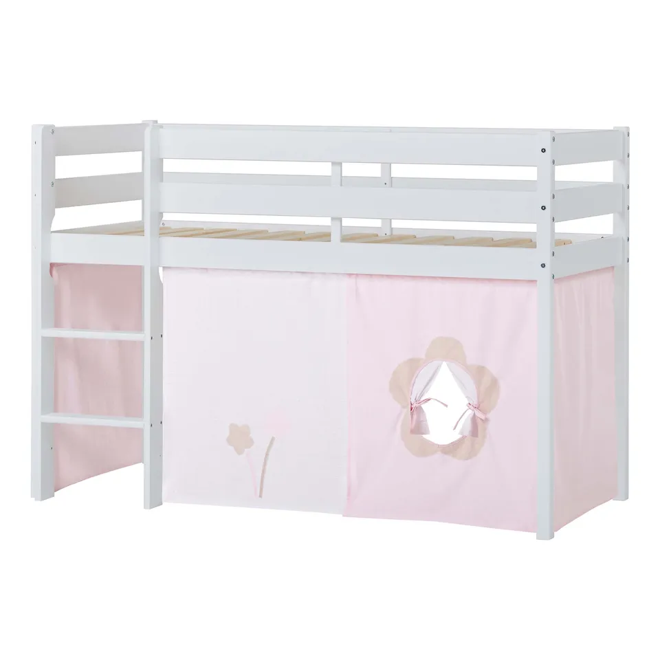 hoppekids-eco-comfort-halbhohes-bett-mit-fairytale-flower-vorhang image 1