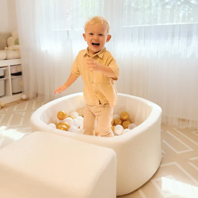 meowbaby-schaumspielset-boucl-crem-weiss-mit-b-llebad-und-200-b-llen image 1