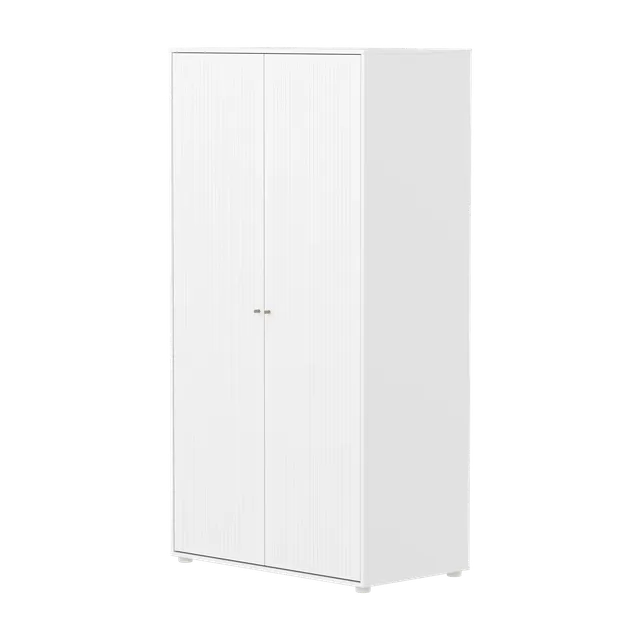 flexa-saga-kleiderschrank-2-t-ren-mit-rillen-oat-griffe-wei image 1