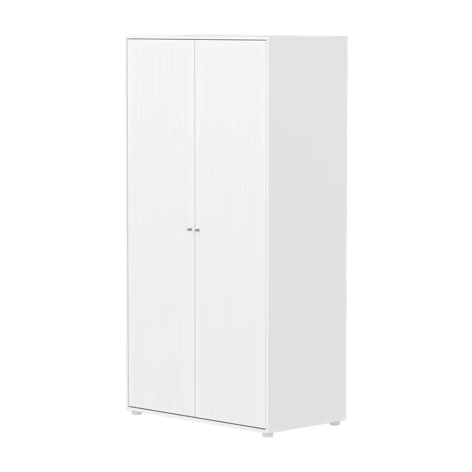 flexa-saga-kleiderschrank-2-t-ren-mit-rillen-oat-griffe-wei image 1