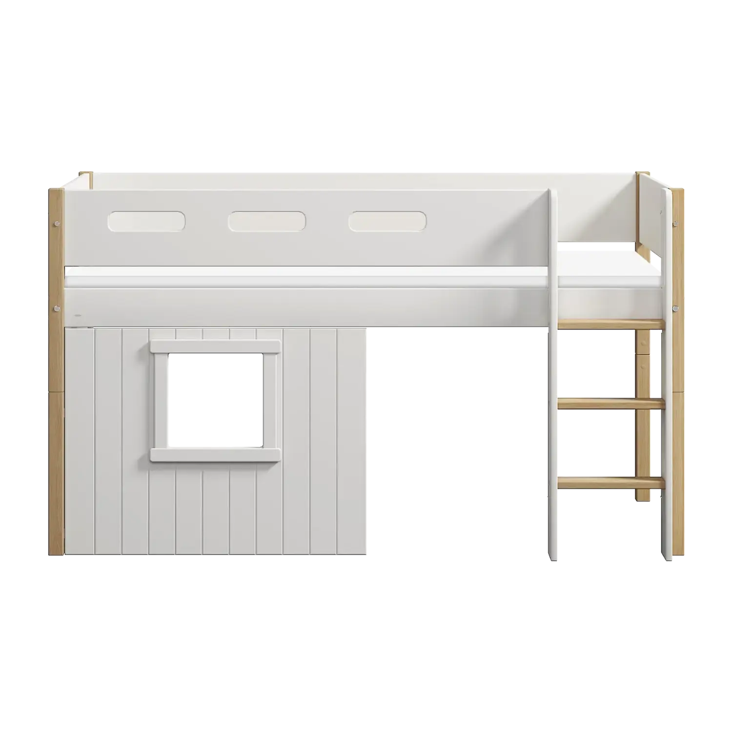 flexa-nor-spielbett-120-cm-mittelhoch-mit-baumhaus-gerader-leiter-und-absturzsic image 4