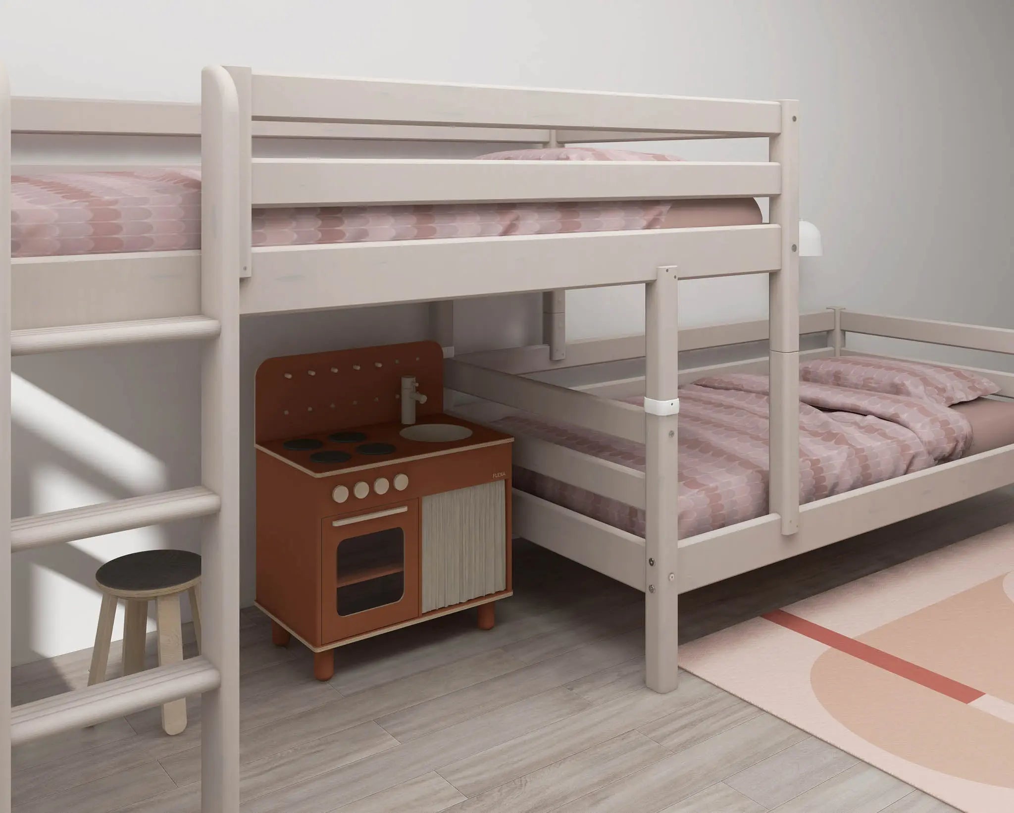 flexa-classic-etagenbett-143-cm-90x200-cm-wei-mit-leiter-und-absturzsicherung image 2