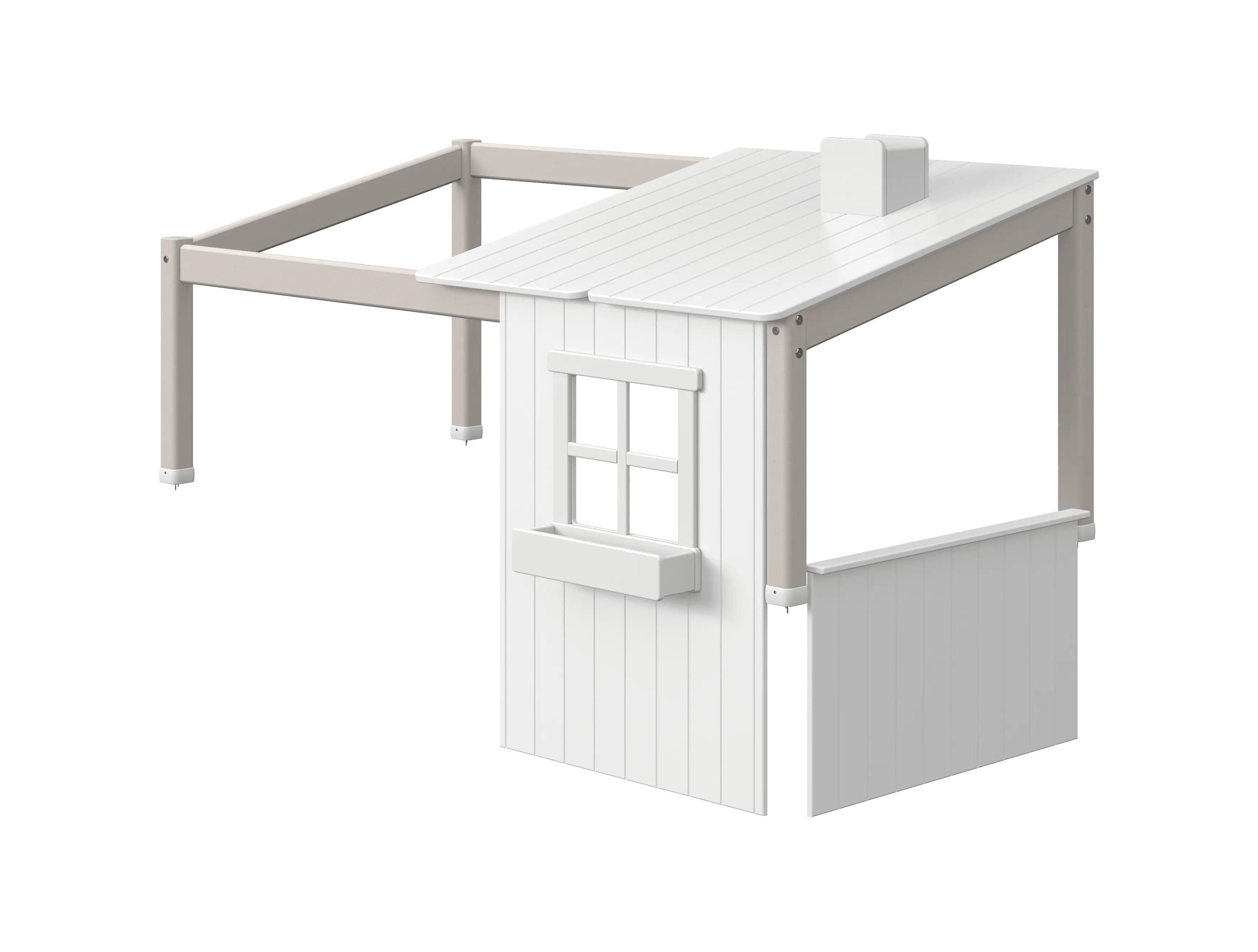 flexa-classic-1-2-haus-f-r-einzel-und-spielbett-120-cm-wei-grau image 1