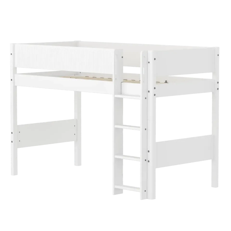flexa-white-hochbett-143-cm-mit-gerader-leiter-und-absturzsicherung-90x200-cm-we image 1