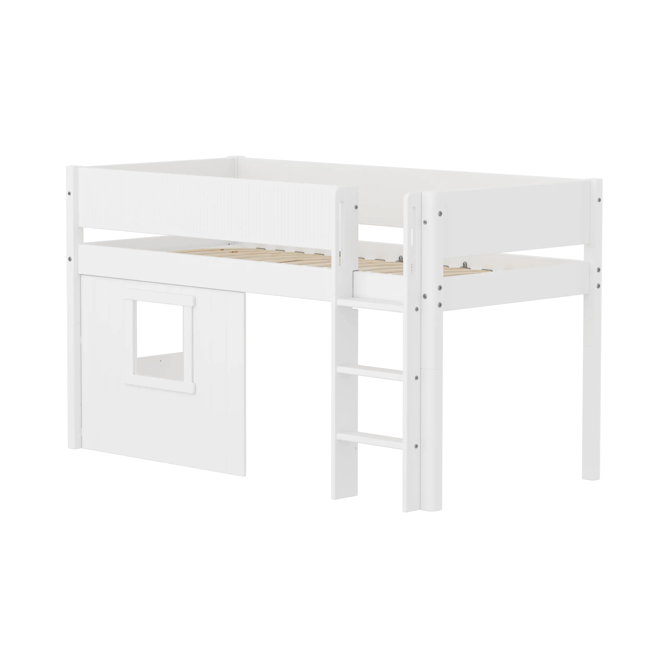 flexa-classic-spielbett-baumhaus-120-cm-90x200-cm-wei-mit-leiter image 1