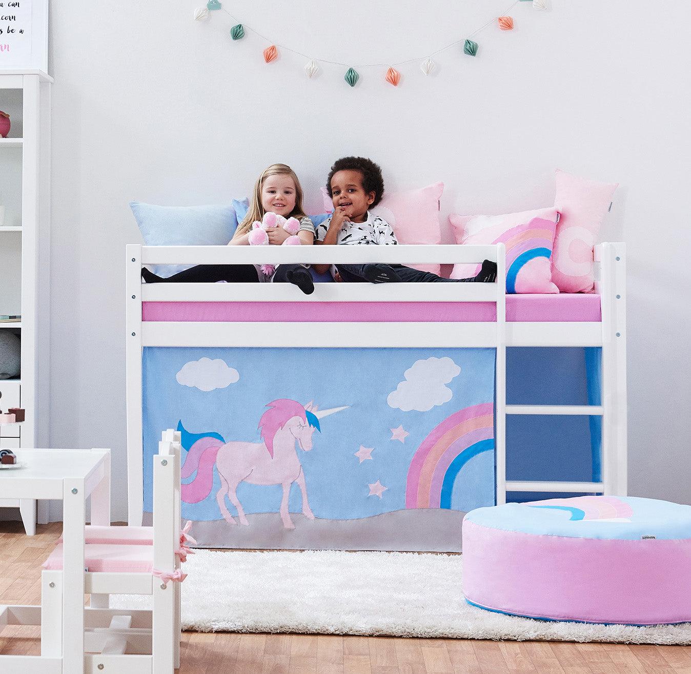 hoppekids-eco-dream-halbhochbett-mit-unicorn-bettvorhang image 4