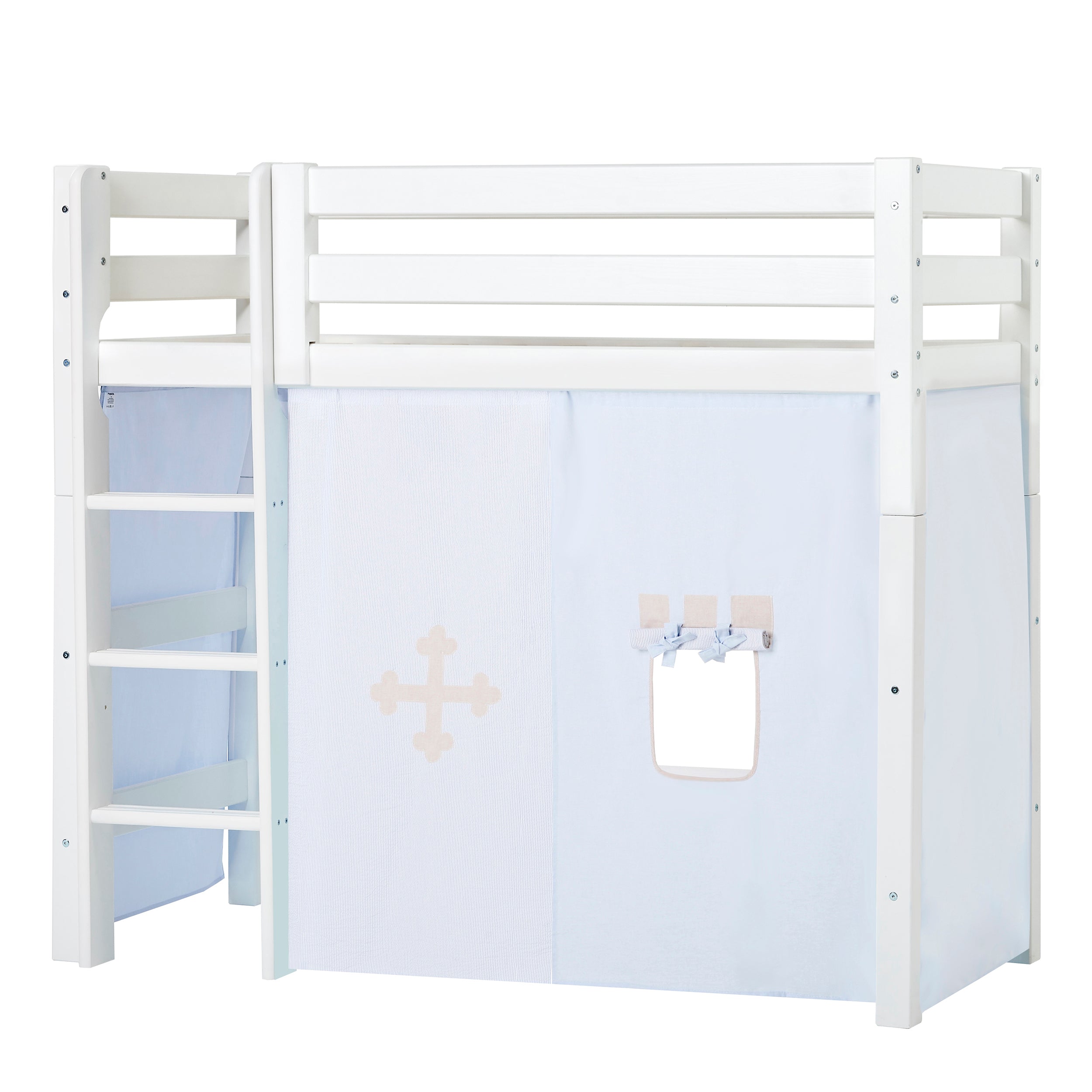 hoppekids-eco-luxury-mittelhohes-bett-mit-fairytale-knight-bettvorhang image 1