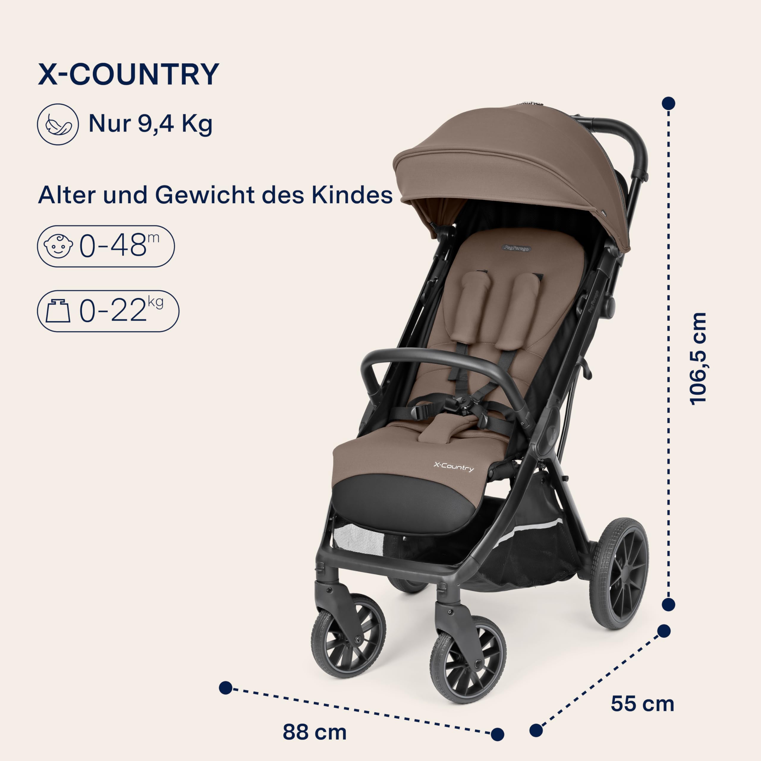 peg-perego-x-country-off-road-gel-ndekinderwagen-0-22-kg-pine-bark image 2
