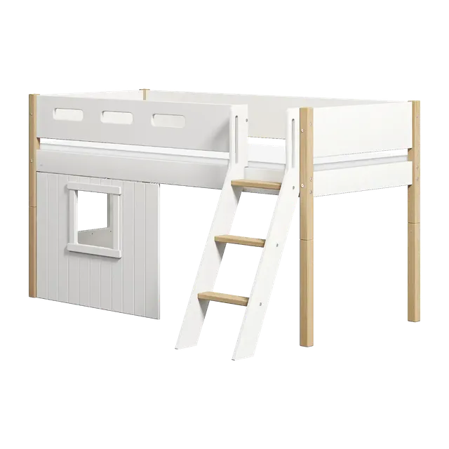 flexa-nor-spielbett-120-cm-mit-baumhaus-schr-gleiter-und-absturzsicherung-90x200 image 1