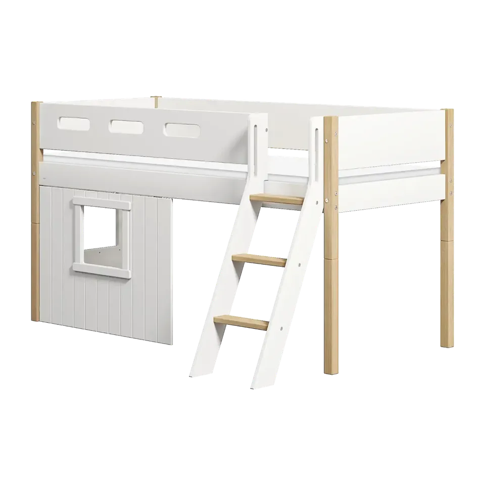 flexa-nor-spielbett-120-cm-mit-baumhaus-schr-gleiter-und-absturzsicherung-90x200 image 1