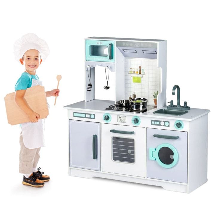 meowbaby-montessori-holzspielk-che-mit-zubeh-r-hellblau image 7
