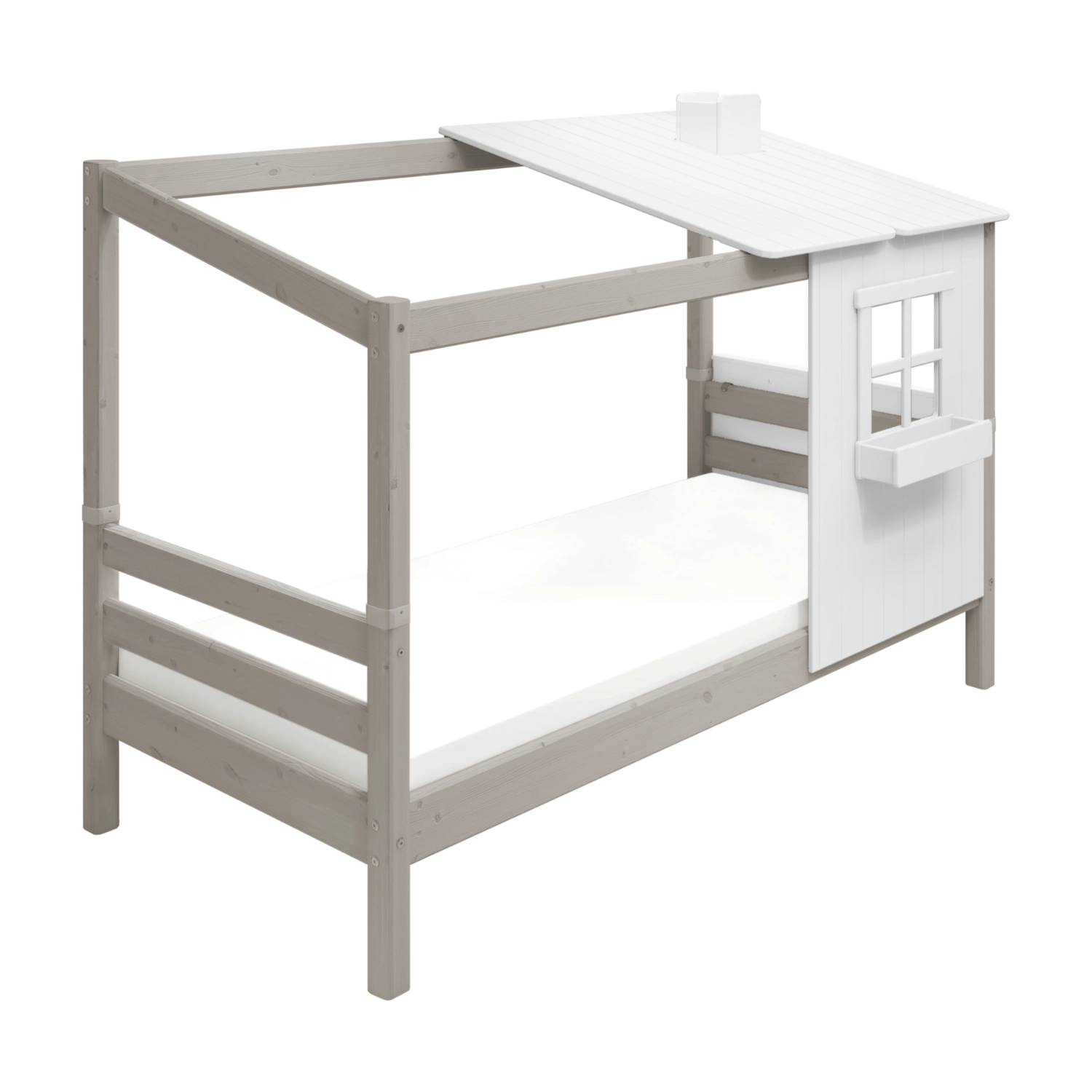 flexa-classic-spielbett-mit-1-2-haus-90x200-cm-wei-grau image 8