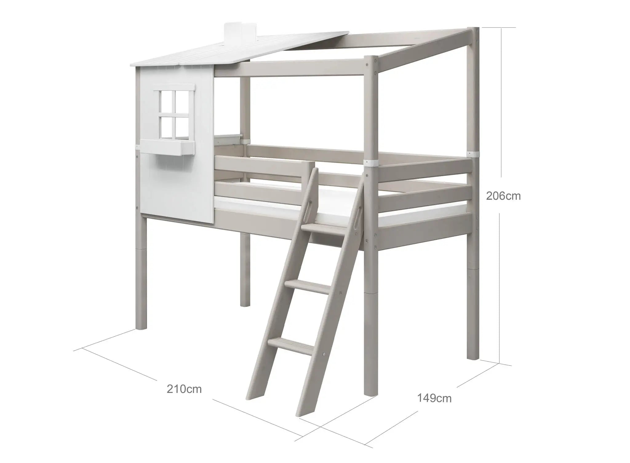 flexa-classic-spielbett-120-cm-mit-1-2-classic-haus-90x200-cm-wei-grau image 4