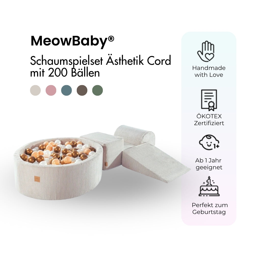 meowbaby-sthetik-cord-schaumspielset-mit-b-llebad-200-b-lle image 2