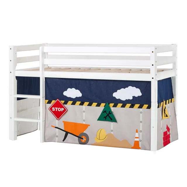 hoppekids-eco-dream-halbhochbett-mit-construction-bettvorhang image 1