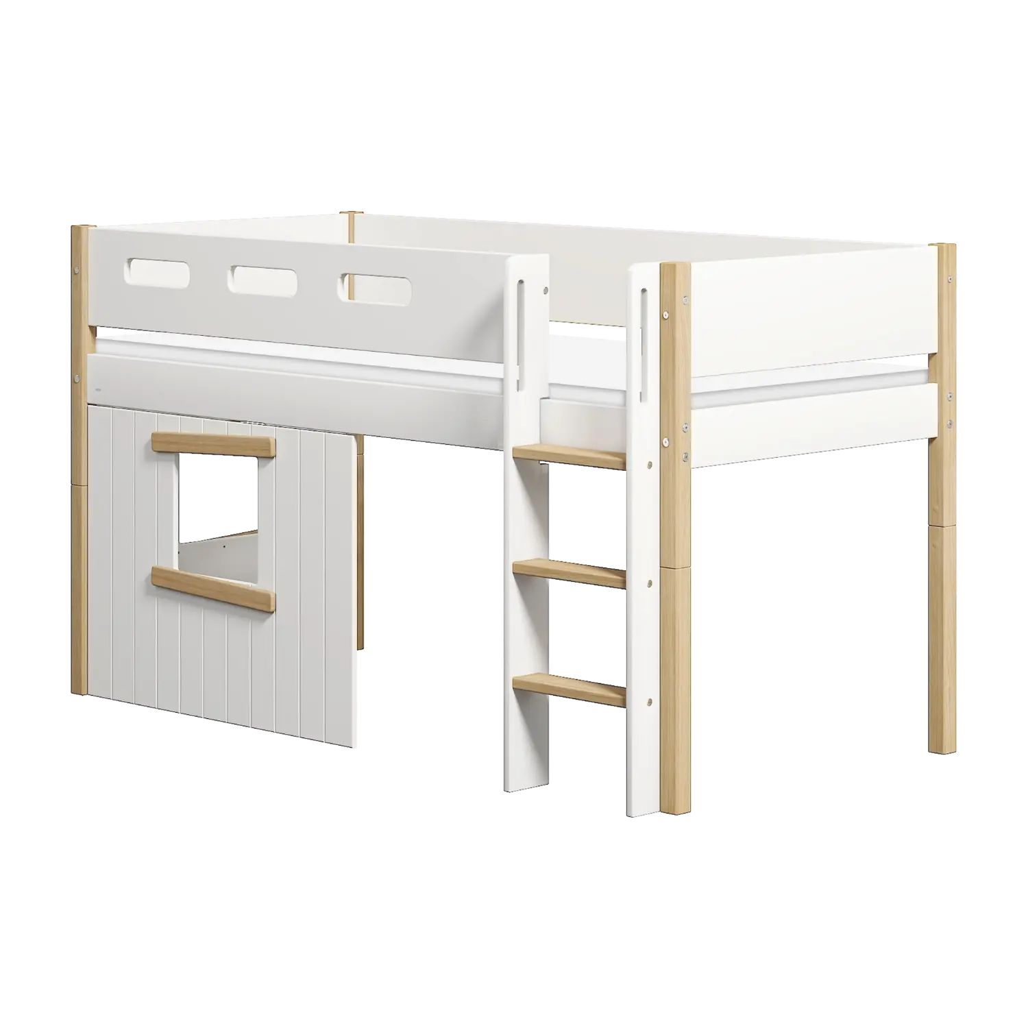 flexa-nor-spielbett-120-cm-mit-baumhaus-gerader-leiter-und-absturzsicherung-90x2 image 1