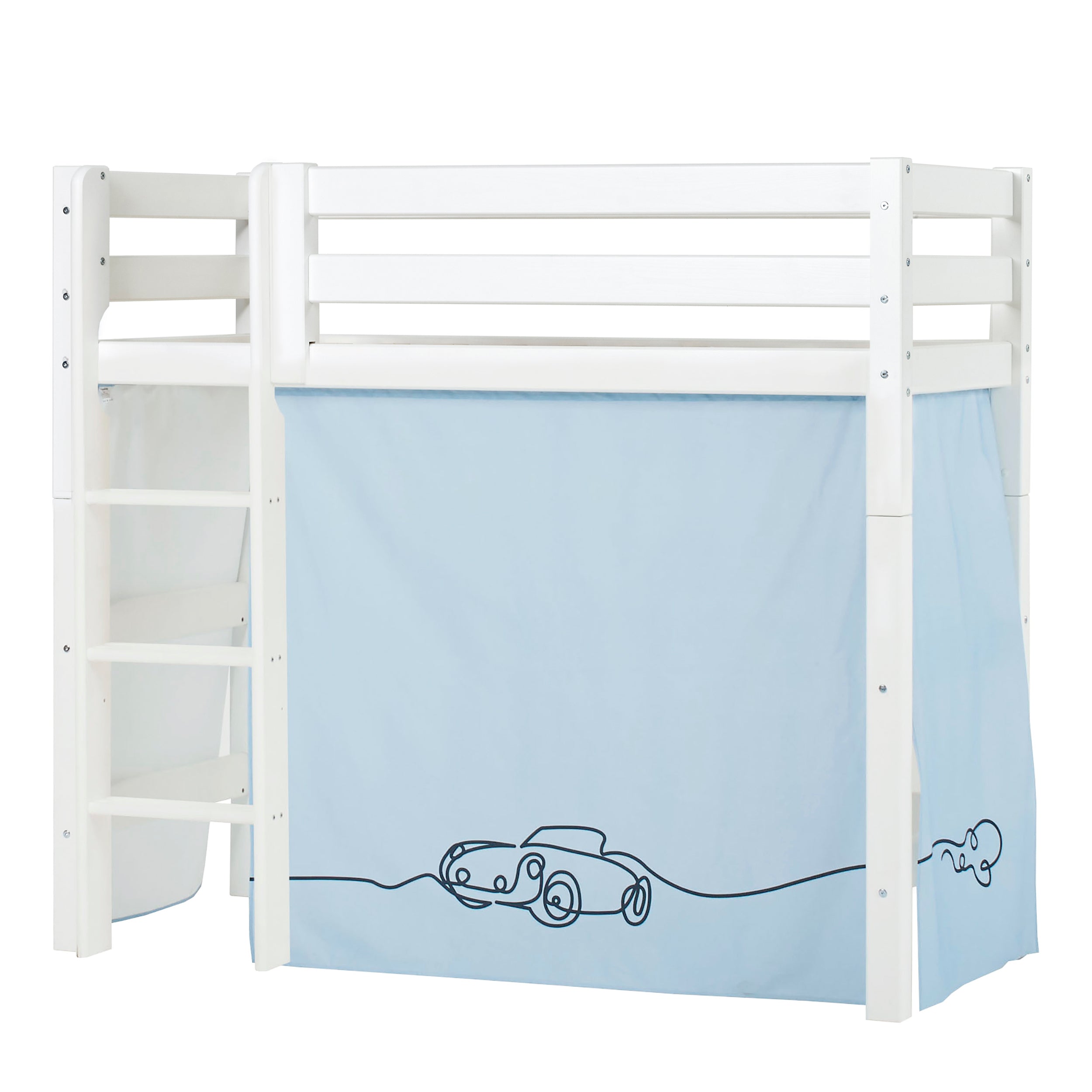 hoppekids-eco-luxury-mittelhohes-bett-mit-cars-bettvorhang image 1