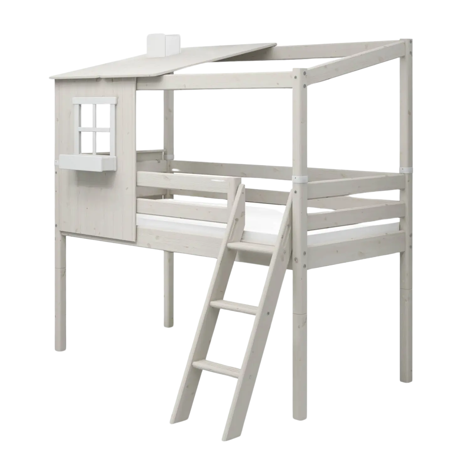 flexa-classic-spielbett-120-cm-mit-1-2-haus-90x200-cm-wei image 1