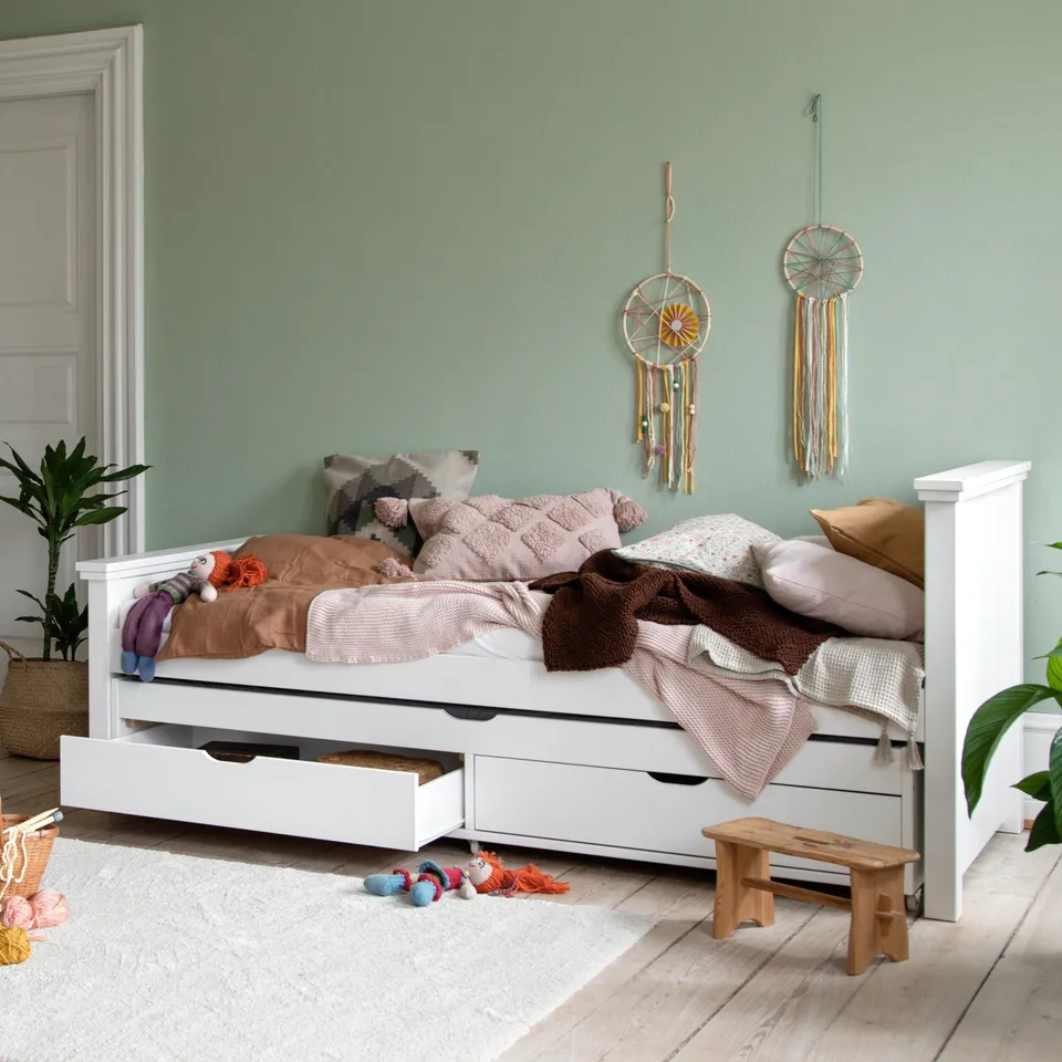 hoppekids-maja-deluxe-bettpaket-90x200-mit-ausziehbett-und-matratze image 1
