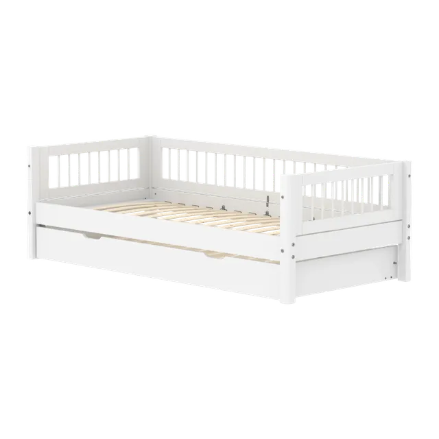 flexa-white-einzelbett-daybed-90x200-cm-mit-ausziehbett-90x190-cm-wei-crossbars image 1