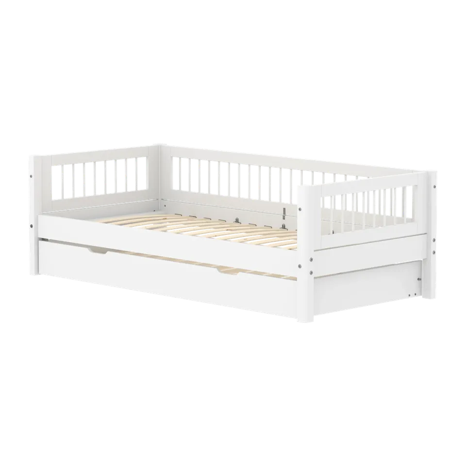 flexa-white-einzelbett-daybed-90x200-cm-mit-ausziehbett-90x190-cm-wei-crossbars image 1