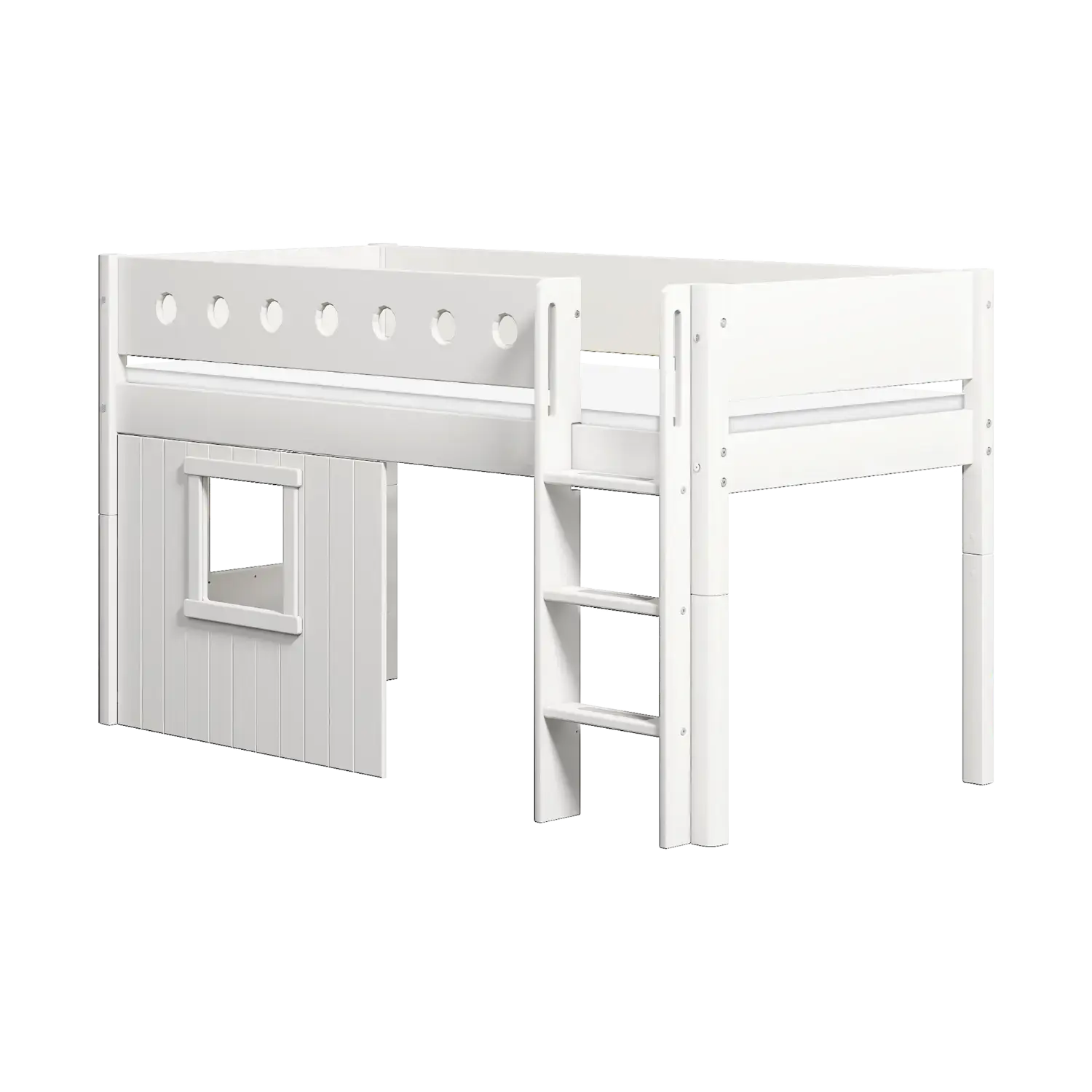 flexa-white-spielbett-baumhaus-120-cm-mit-leiter-und-absturzsicherung-90x200-cm- image 1
