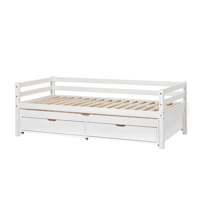 hoppekids-eco-dream-einzelbett-90x200-mit-ausziehbett-und-schubladen image 1