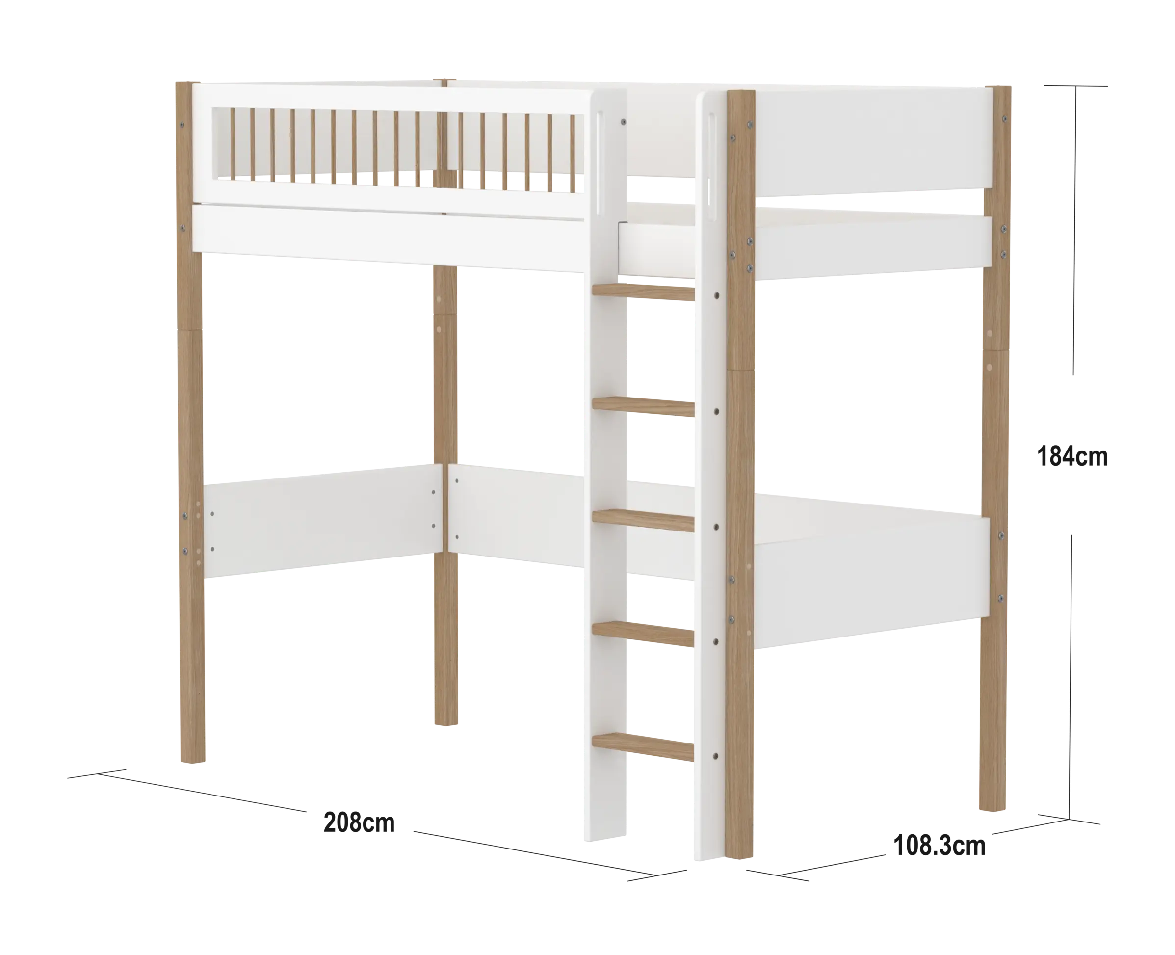 flexa-nor-hochbett-184-cm-mit-leiter-und-absturzsicherung-90x200-cm-wei-eiche image 4