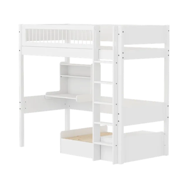 flexa-casa-hochbett-184-cm-90x200-cm-wei-mit-sofa-schreibtisch-und-leiter image 1