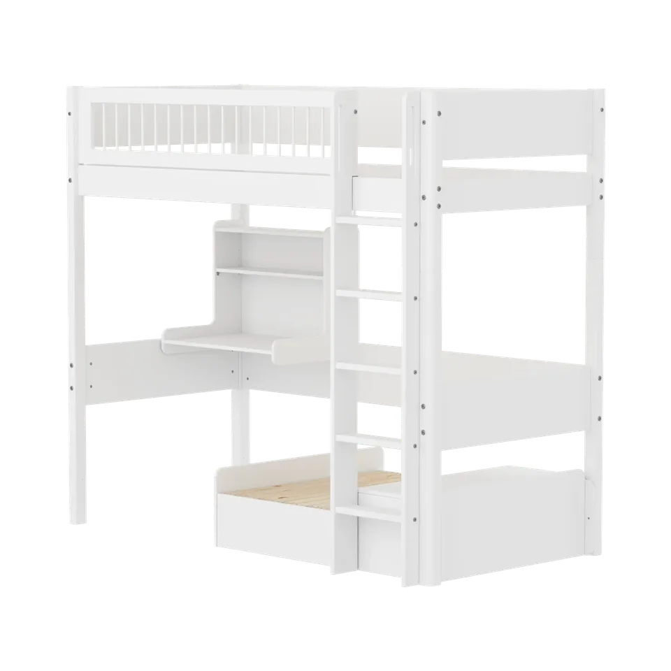 flexa-casa-hochbett-184-cm-90x200-cm-wei-mit-sofa-schreibtisch-und-leiter image 1