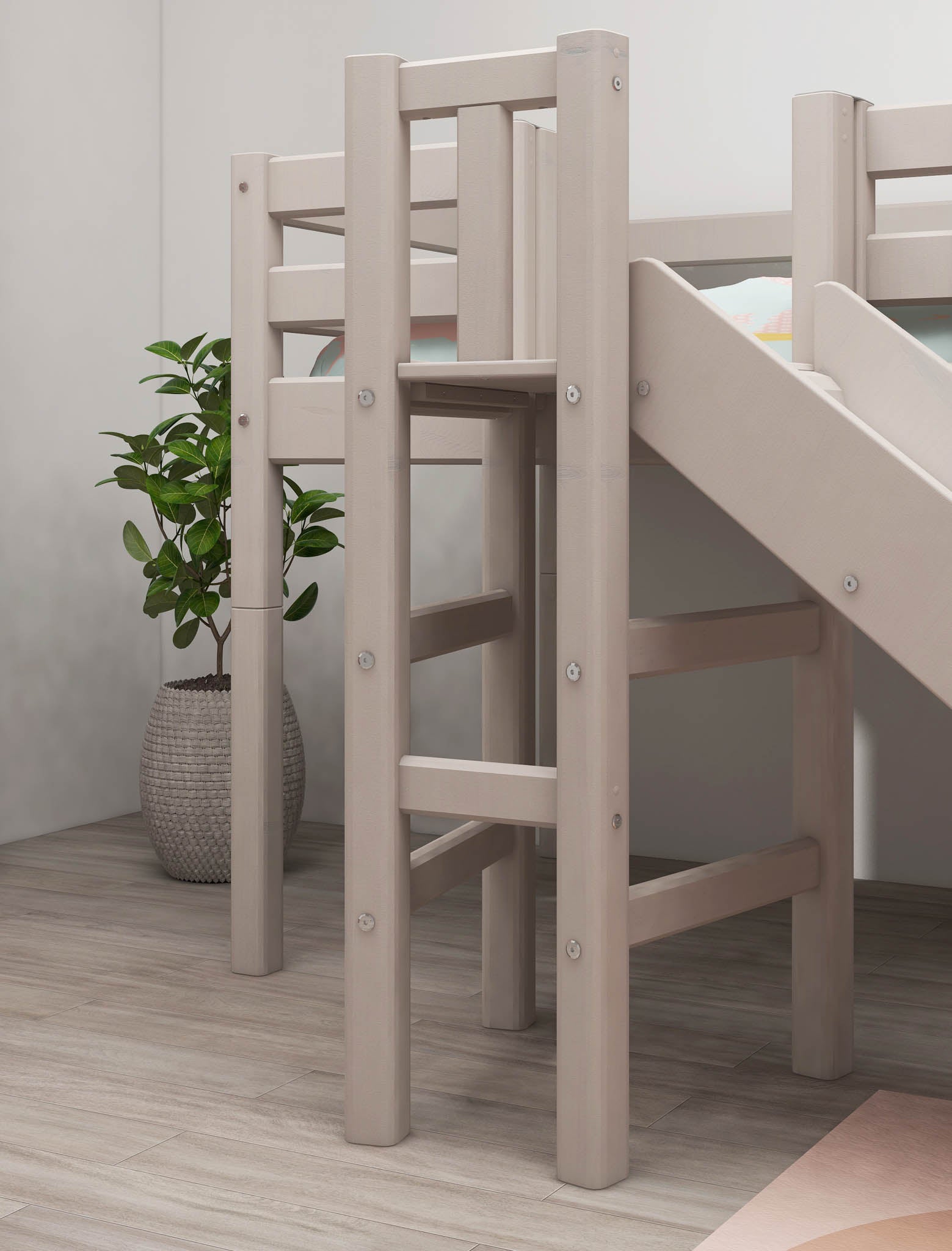 flexa-classic-spielbett-120-cm-90x200-cm-mit-rutsche-und-absturzsicherung-grau image 3