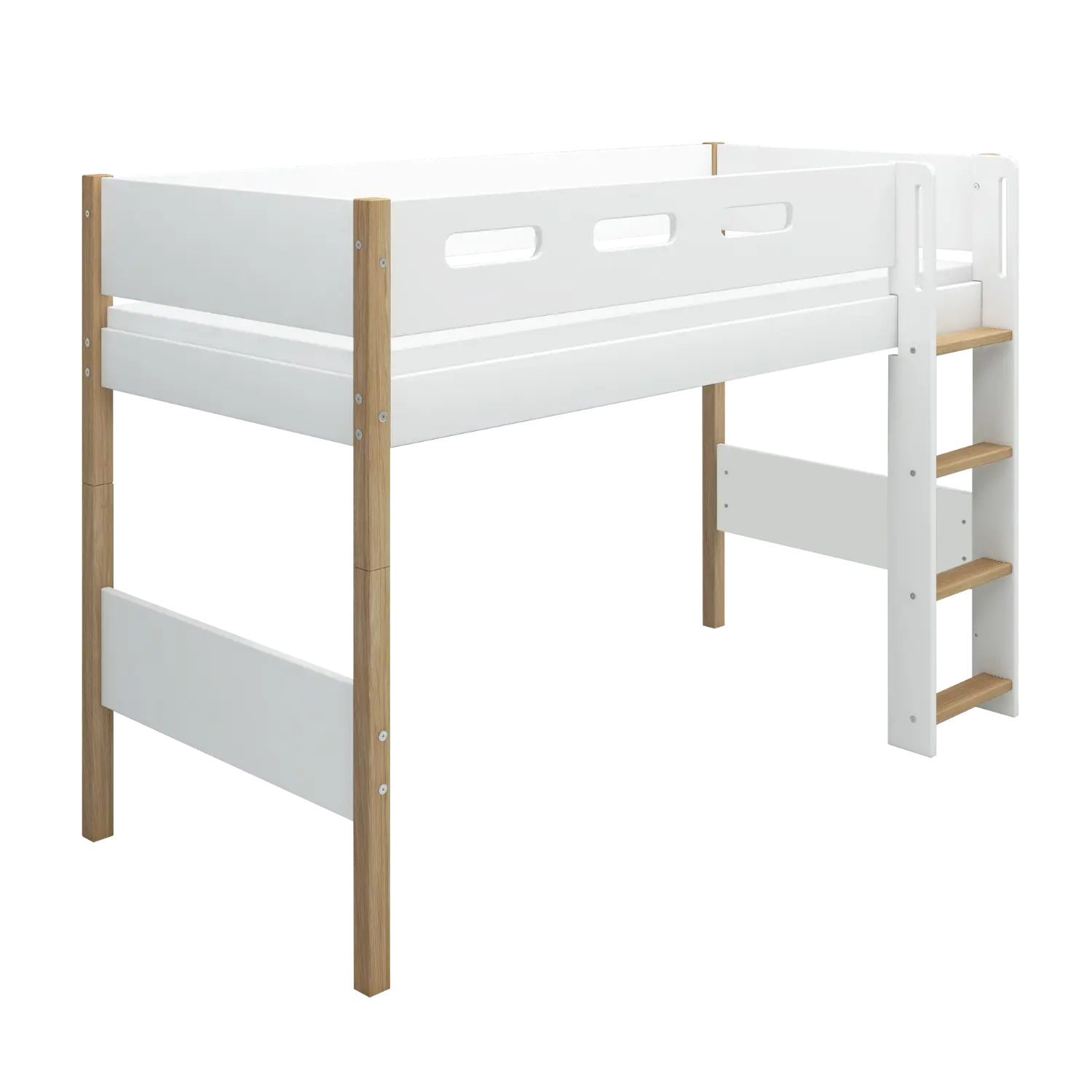 flexa-nor-hochbett-143-cm-halbhoch-mit-gerader-leiter-und-absturzsicherung-90x20 image 3