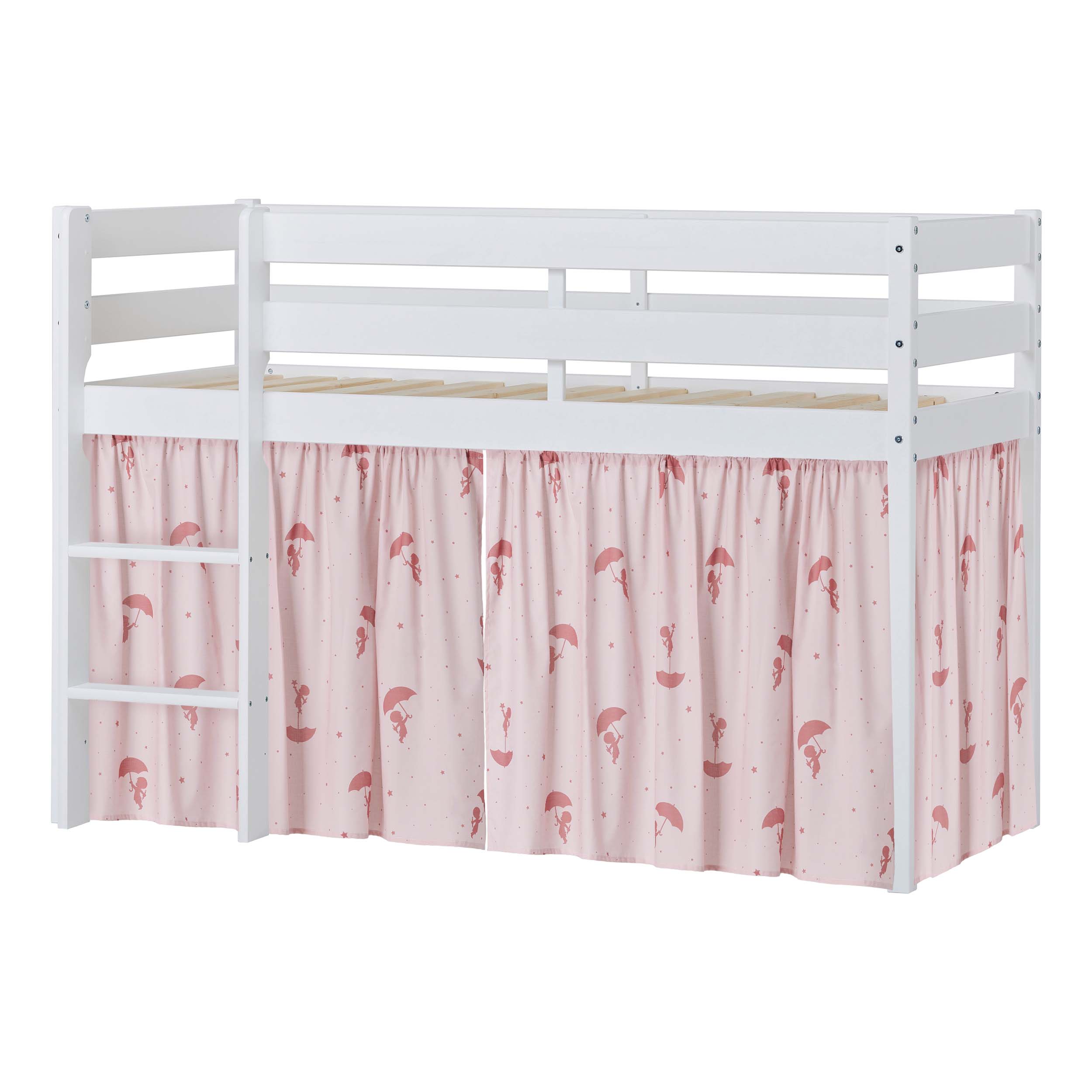 hoppekids-eco-comfort-halbhohes-bett-mit-rotem-ole-lukoie-bettvorhang image 1