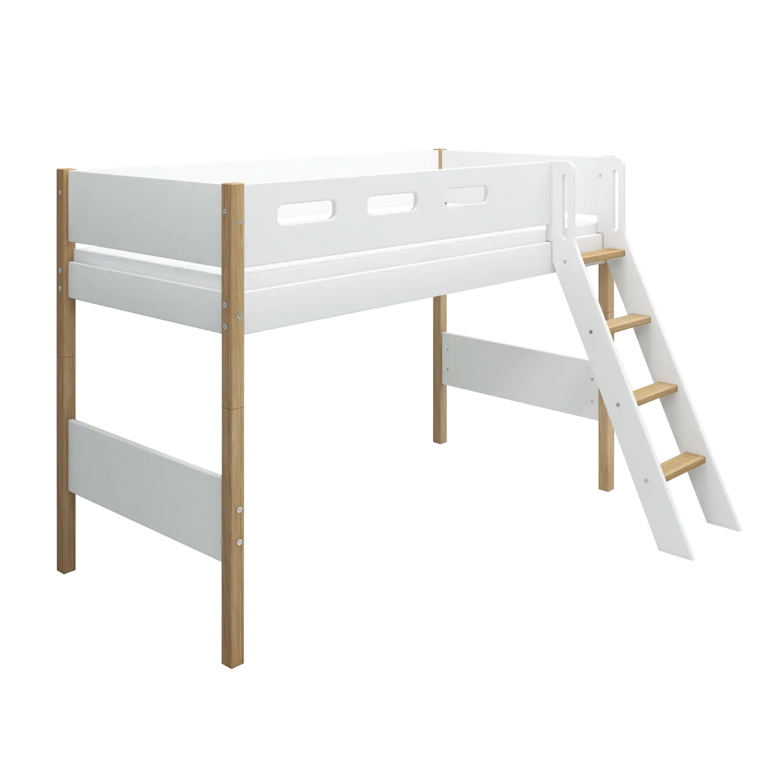 flexa-nor-hochbett-143-cm-mit-leiter-und-absturzsicherung-90x200-cm-wei-eiche image 4