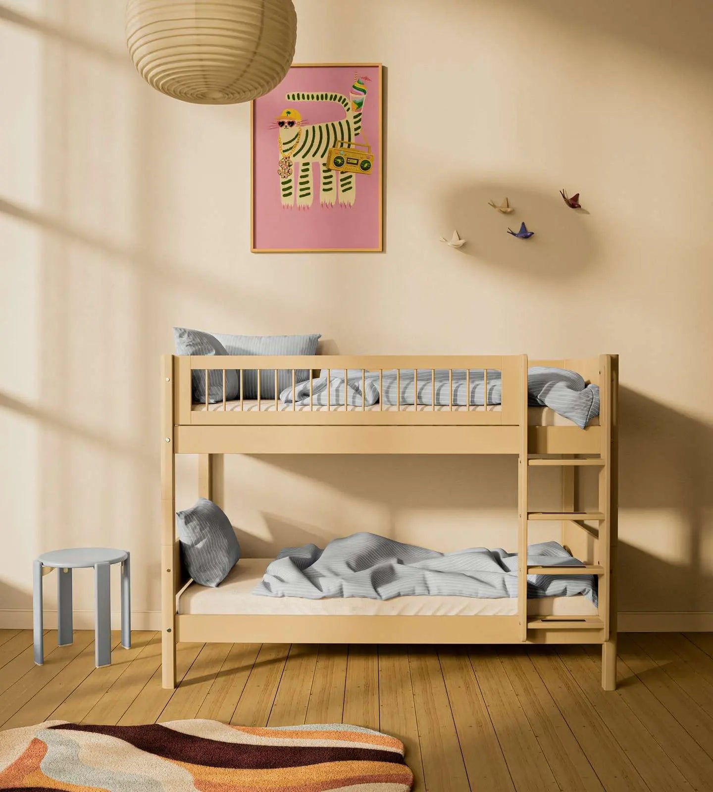 flexa-white-etagenbett-154-cm-mit-leiter-und-absturzsicherung-90x200-cm-sand image 2