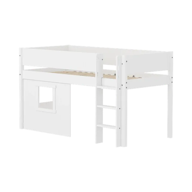flexa-classic-spielbett-baumhaus-120-cm-90x200-cm-wei-mit-leiter image 1