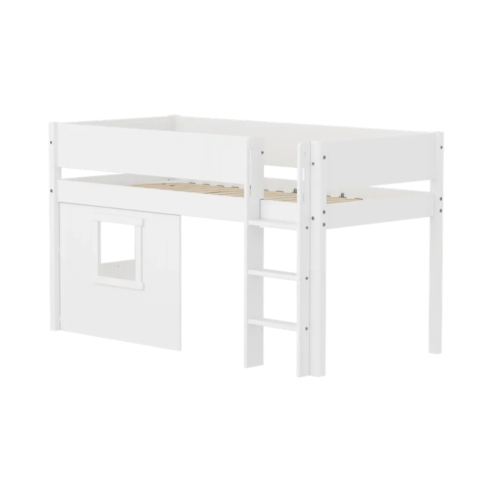 flexa-classic-spielbett-baumhaus-120-cm-90x200-cm-wei-mit-leiter image 1