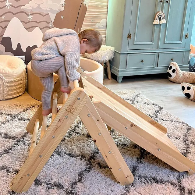 meowbaby-kletterdreieck-mit-rutsche-60x61-cm-holz image 1