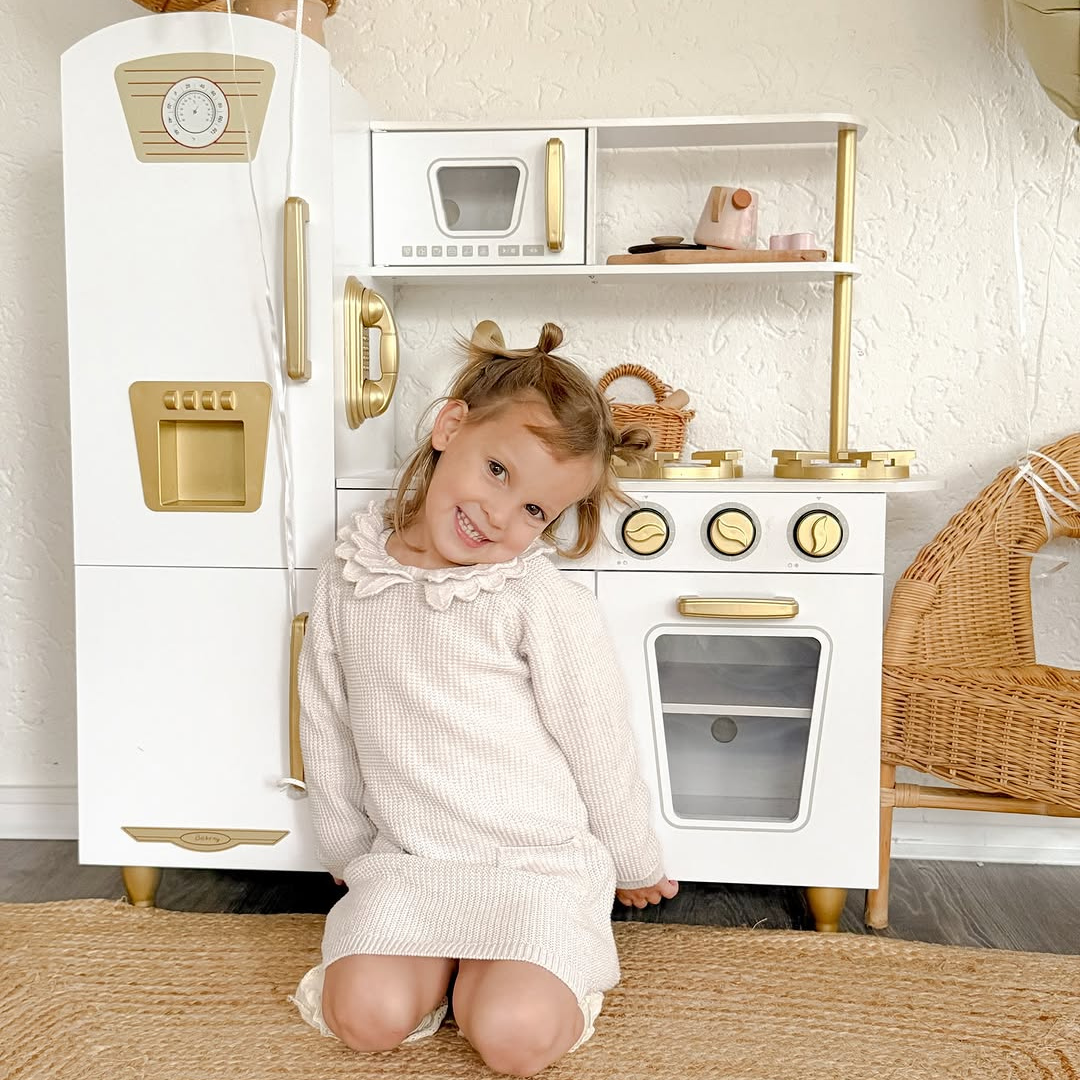 meowbaby-montessori-holzspielk-che-f-r-kinder-mit-zubeh-r-wei-gold image 1