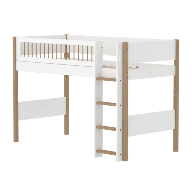 flexa-nor-hochbett-143-cm-mittelhoch-mit-leiter-90x200-cm-wei-eiche image 1