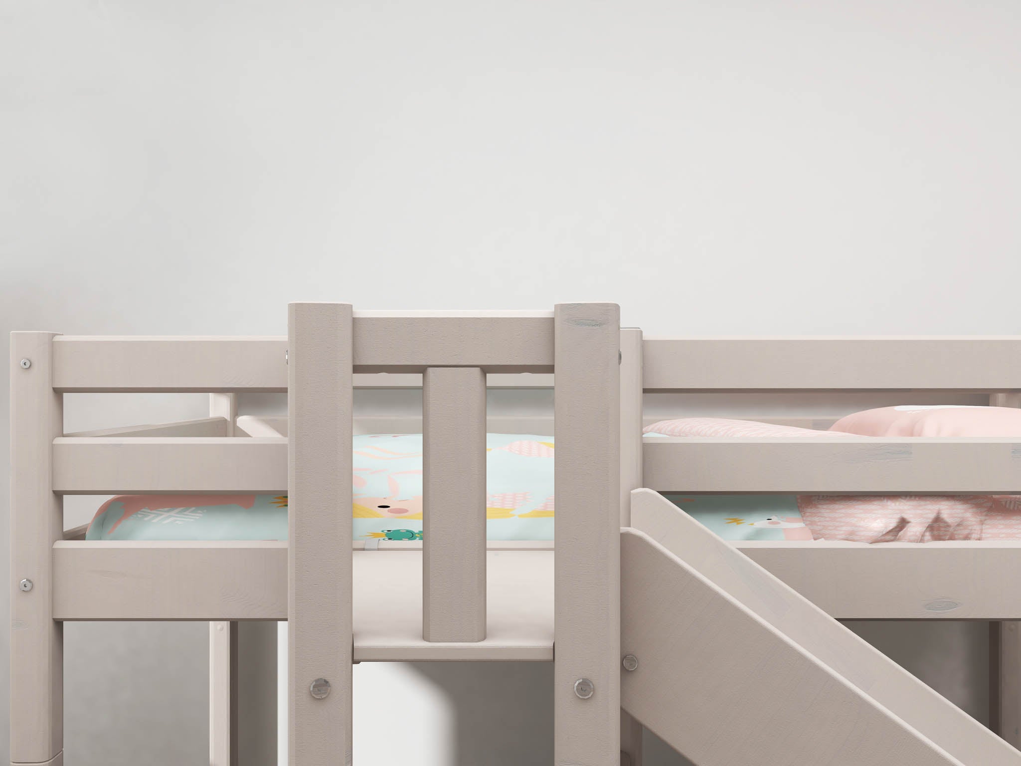 flexa-classic-spielbett-120-cm-90x200-cm-mit-rutsche-und-absturzsicherung-grau image 4